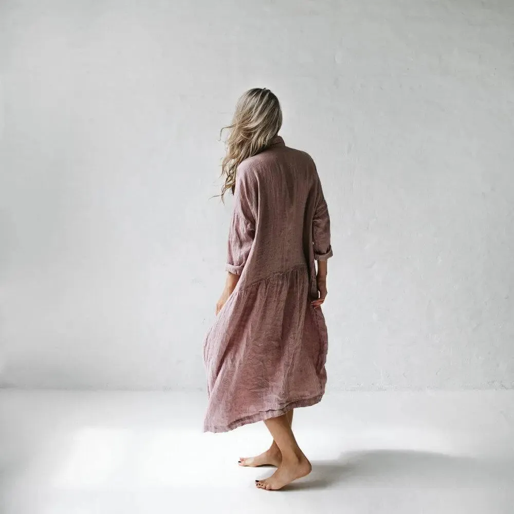 Oversized linen dress - Dusty pink by Seaside Tones