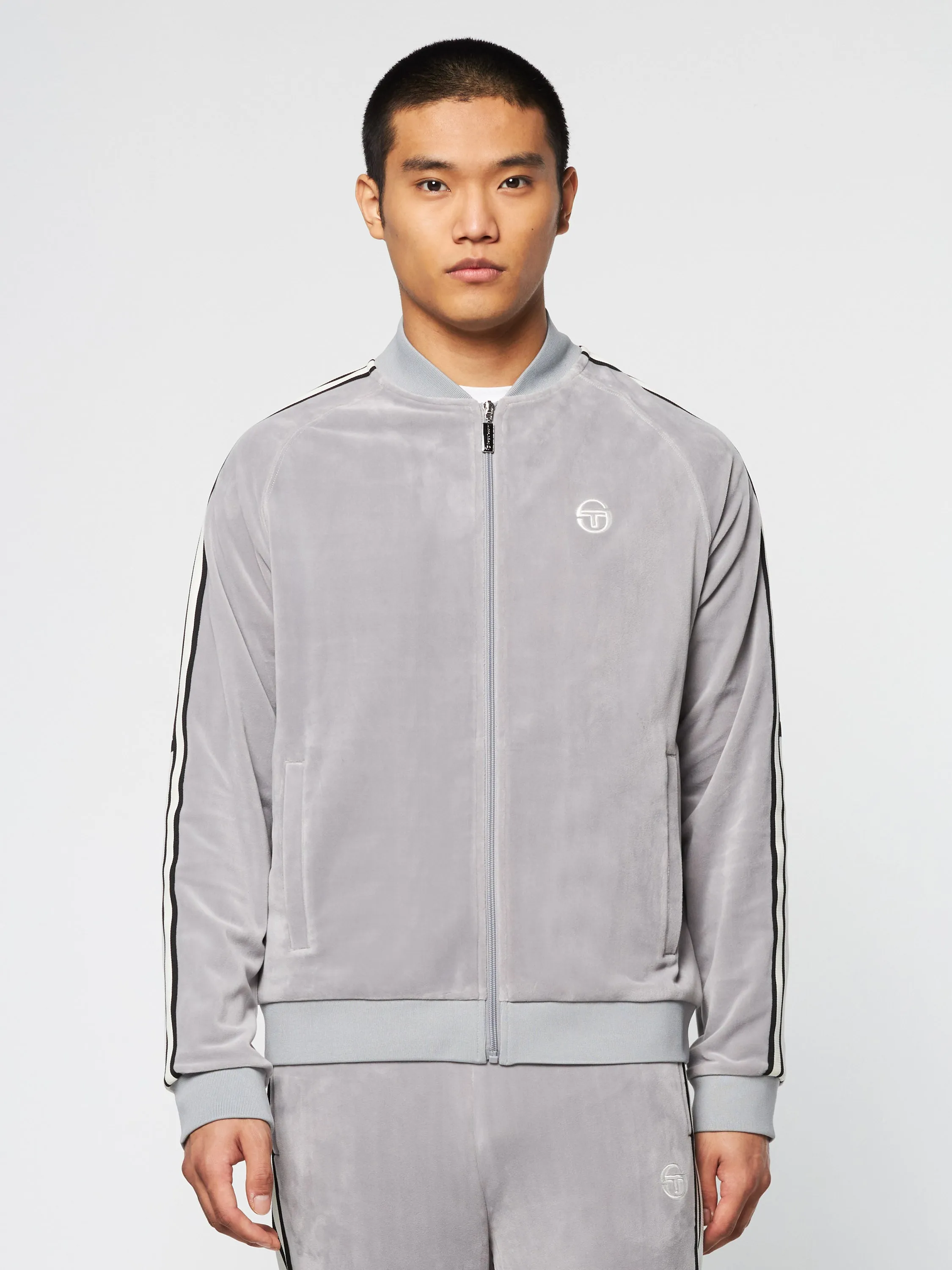 Pereto Velour Track Jacket- Sleet