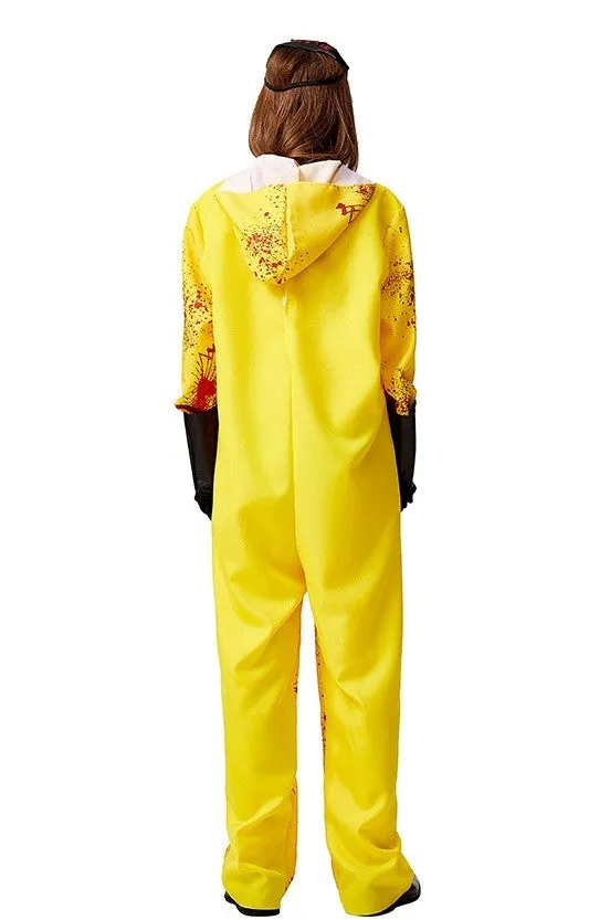 Premium Canary Yellow Adult Biohazard Hooded Jumpsuit