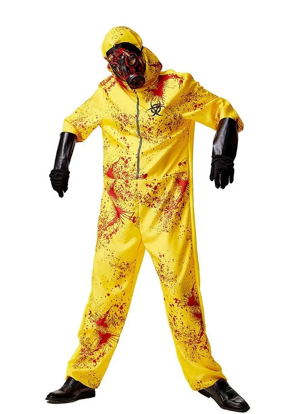 Premium Canary Yellow Adult Biohazard Hooded Jumpsuit