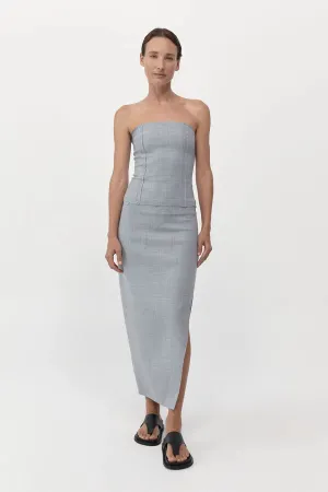 Raw Hem Midi Skirt Grey Heather