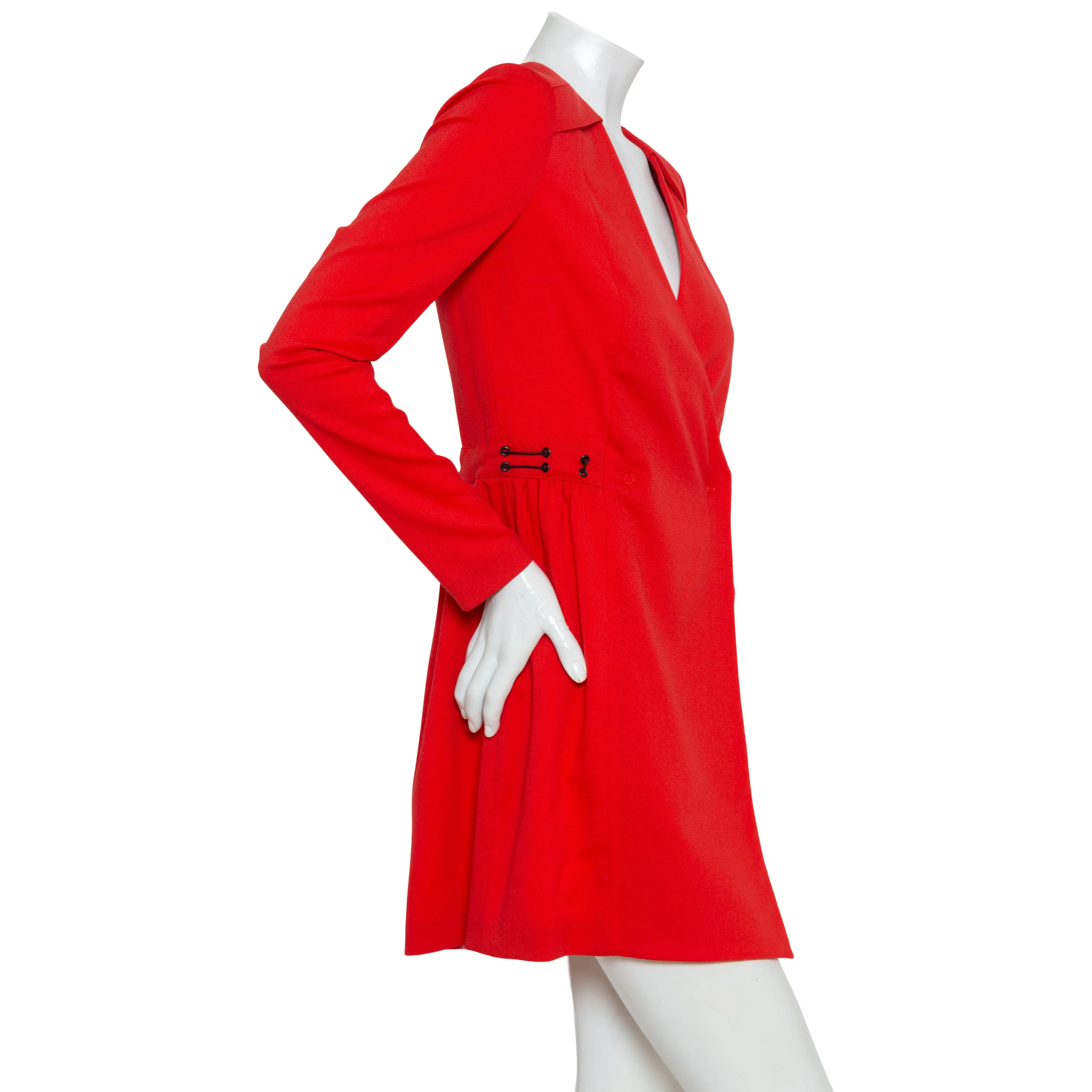 Red Crêpe Wool Wrap Dress