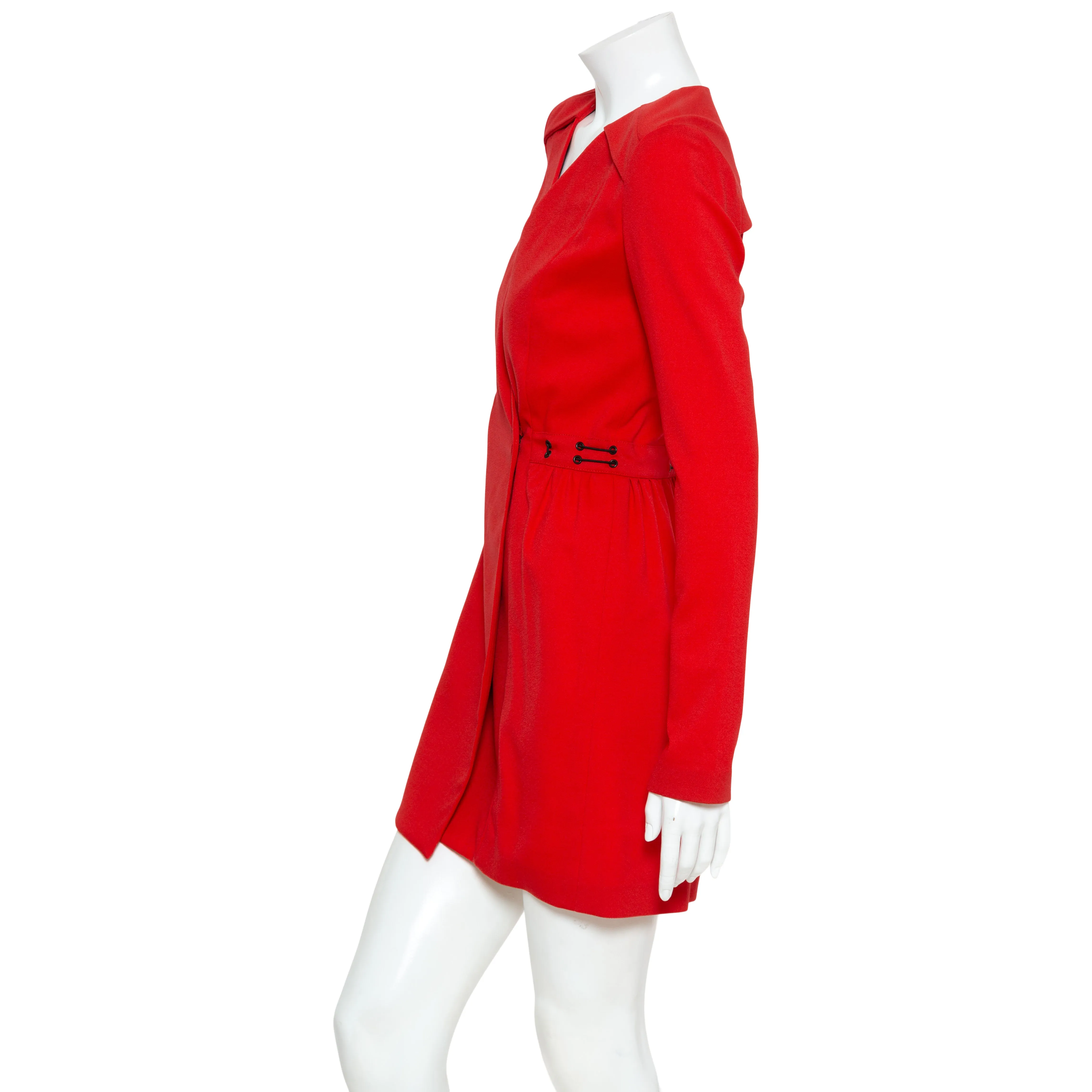 Red Crêpe Wool Wrap Dress