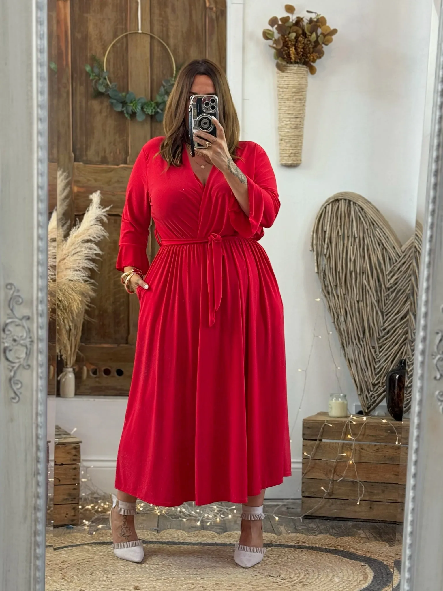 Red Nellie Cross Front Midaxi Dress