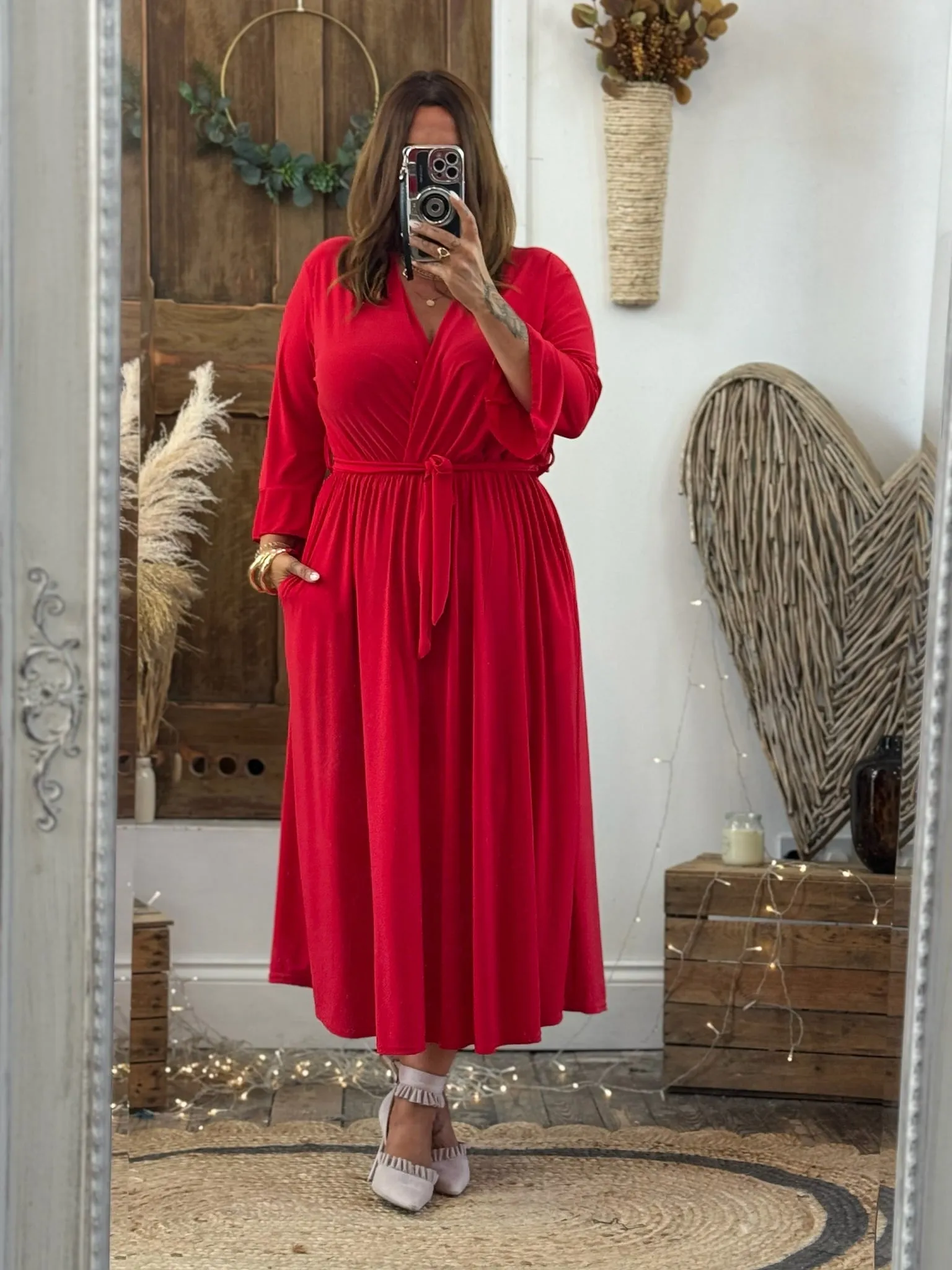 Red Nellie Cross Front Midaxi Dress