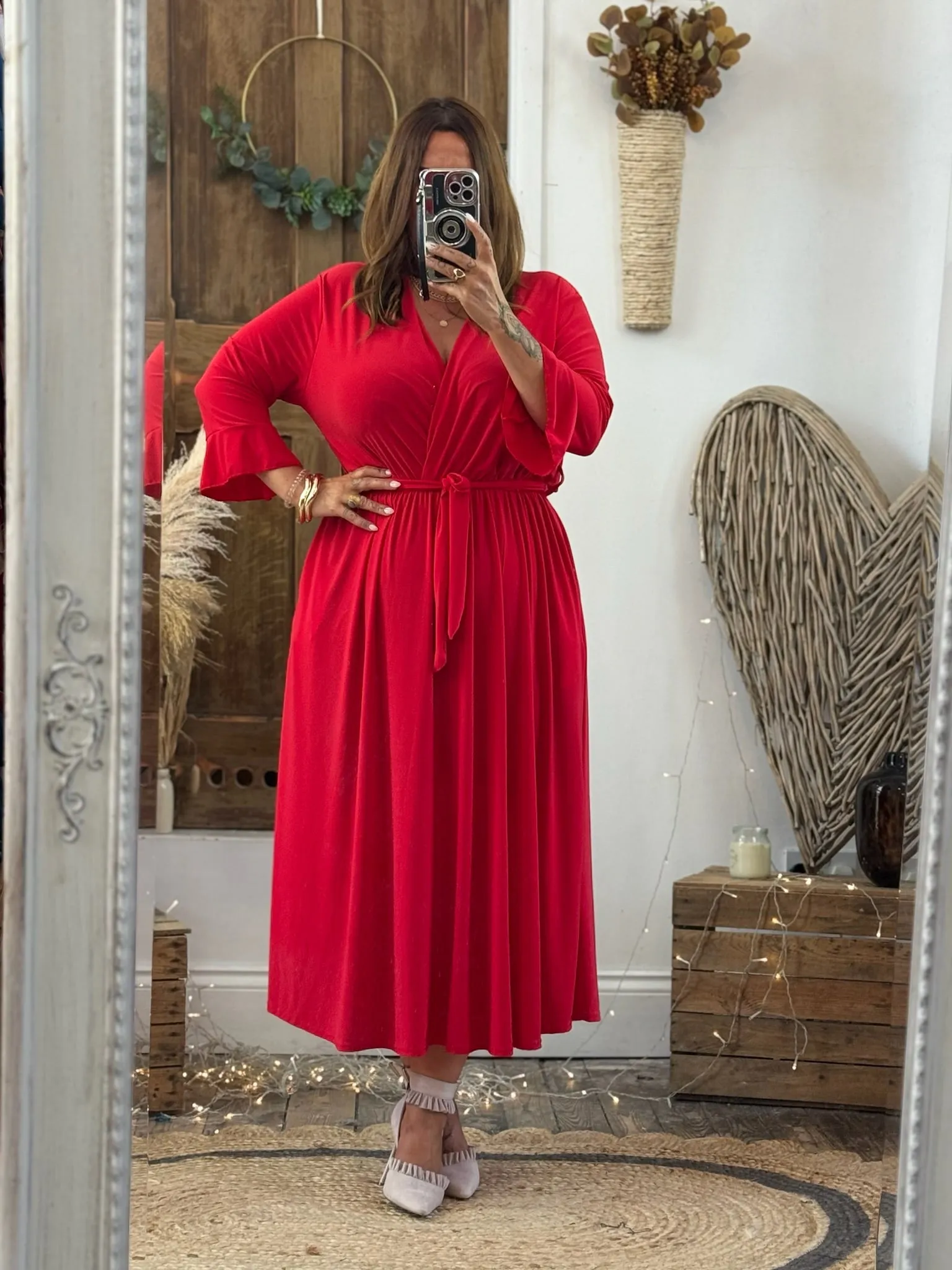 Red Nellie Cross Front Midaxi Dress