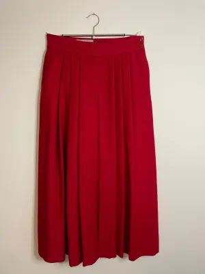 RED WOOL MIDI LENGTH SKIRT