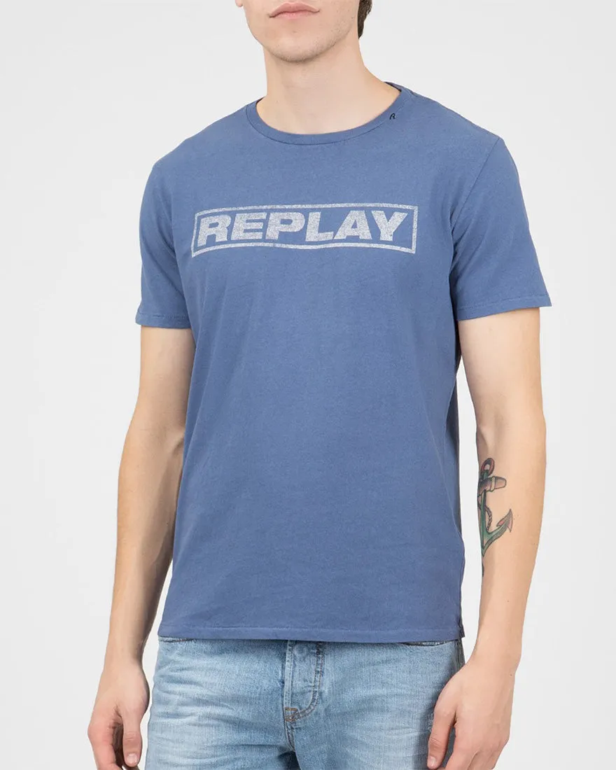 REPLAY M37632660 BLUE CREW T-SHIRT