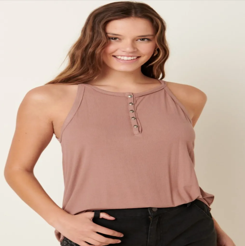 Rose Taupe Halter Knit Top