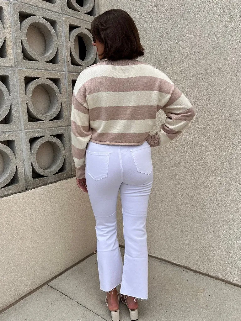 SELENA STRIPED SWEATER IN TAUPE