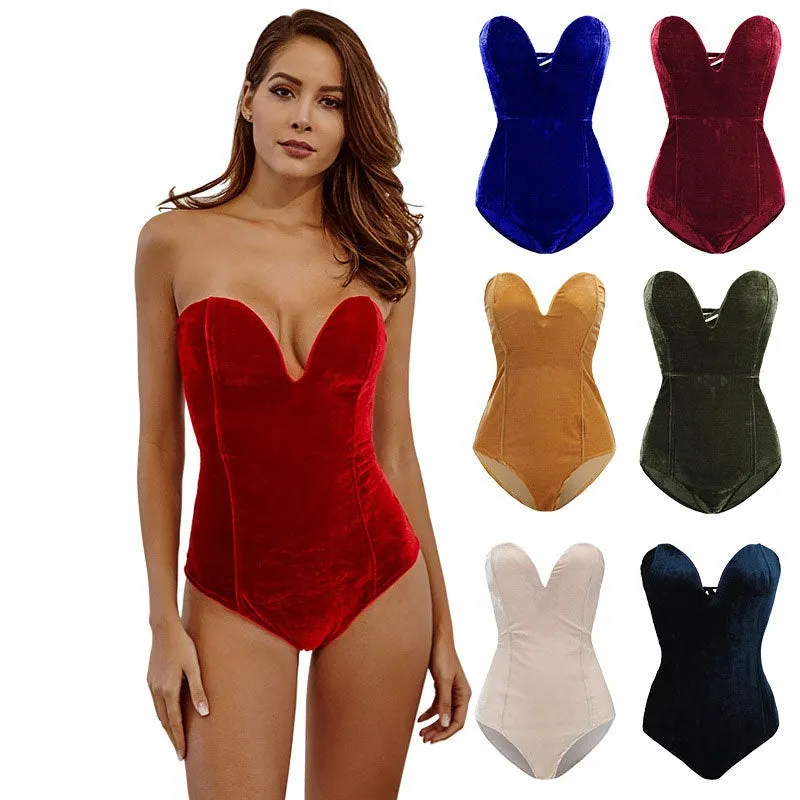 Sexy Wild Jumpsuit Tube Top Open Back V-Neck One-Piece