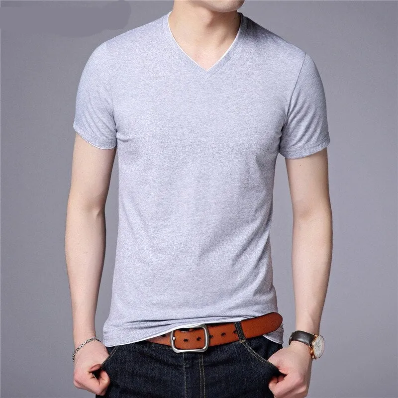 Short Sleeve T Shirt Men | Cotton Tee Shirt Homme Streetwear | Casual V-Neck T-Shirt Men Clothing Tops