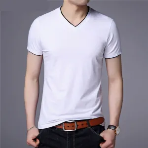 Short Sleeve T Shirt Men | Cotton Tee Shirt Homme Streetwear | Casual V-Neck T-Shirt Men Clothing Tops