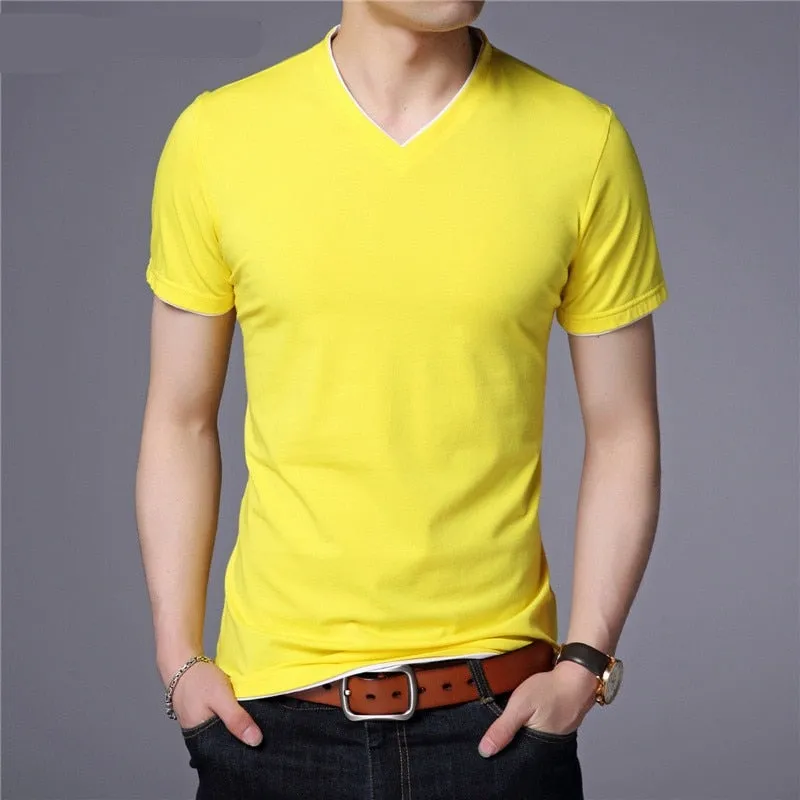 Short Sleeve T Shirt Men | Cotton Tee Shirt Homme Streetwear | Casual V-Neck T-Shirt Men Clothing Tops