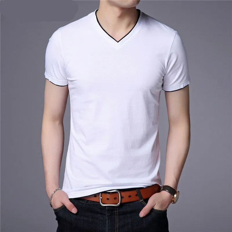 Short Sleeve T Shirt Men | Cotton Tee Shirt Homme Streetwear | Casual V-Neck T-Shirt Men Clothing Tops