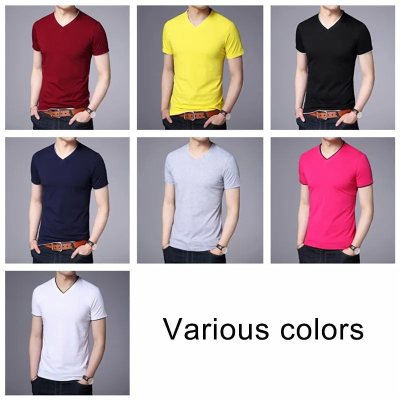 Short Sleeve T Shirt Men | Cotton Tee Shirt Homme Streetwear | Casual V-Neck T-Shirt Men Clothing Tops