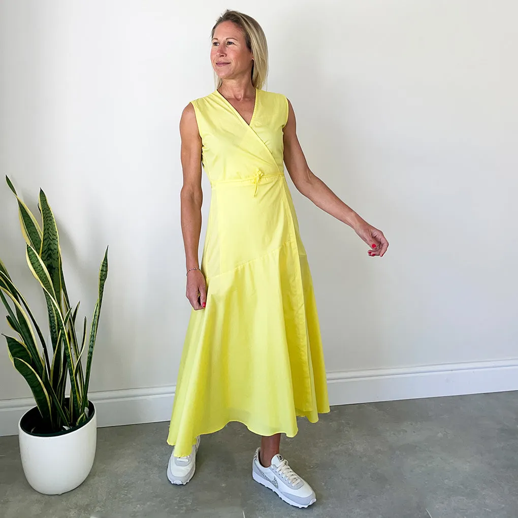 Sleeveless Wrap Dress - Yellow