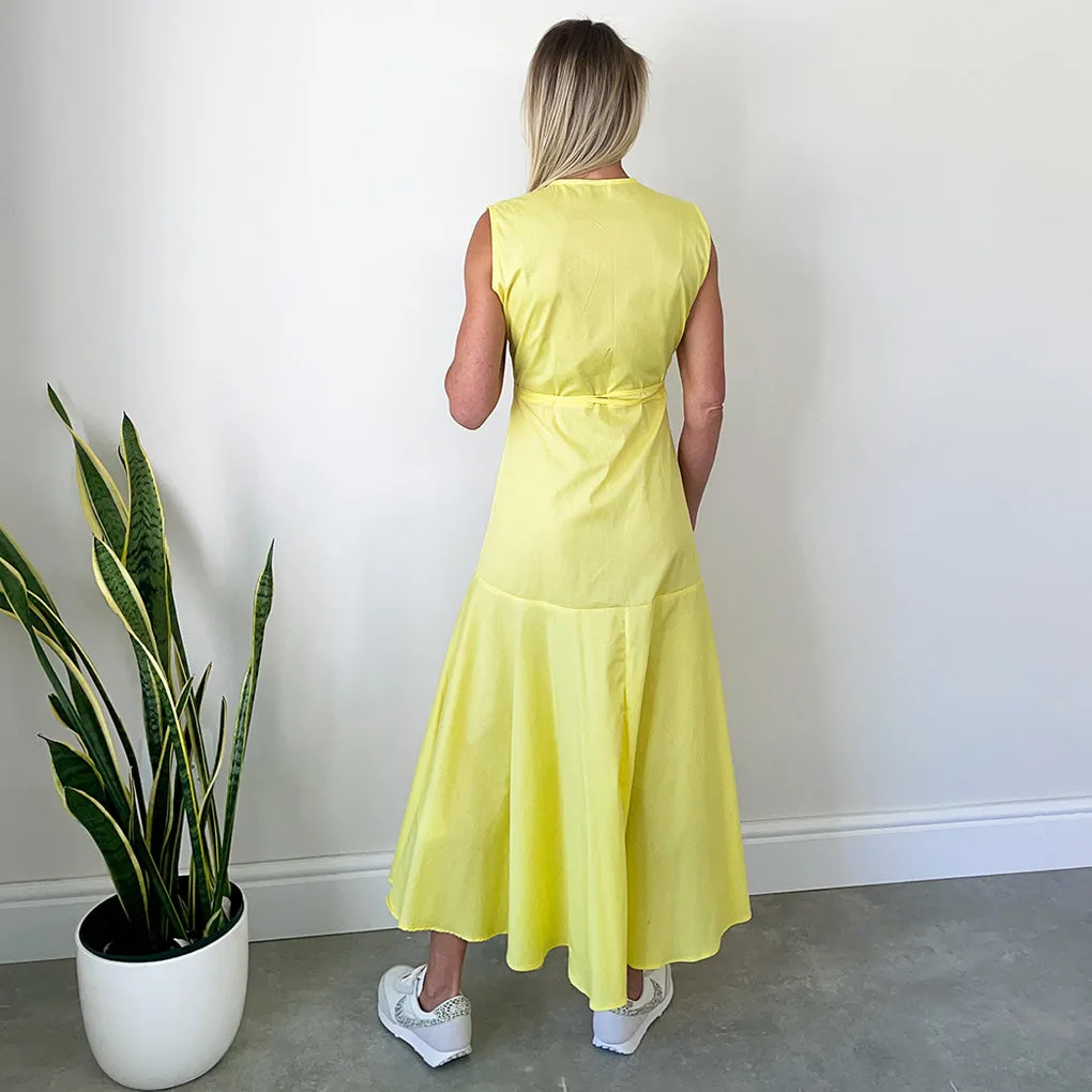 Sleeveless Wrap Dress - Yellow