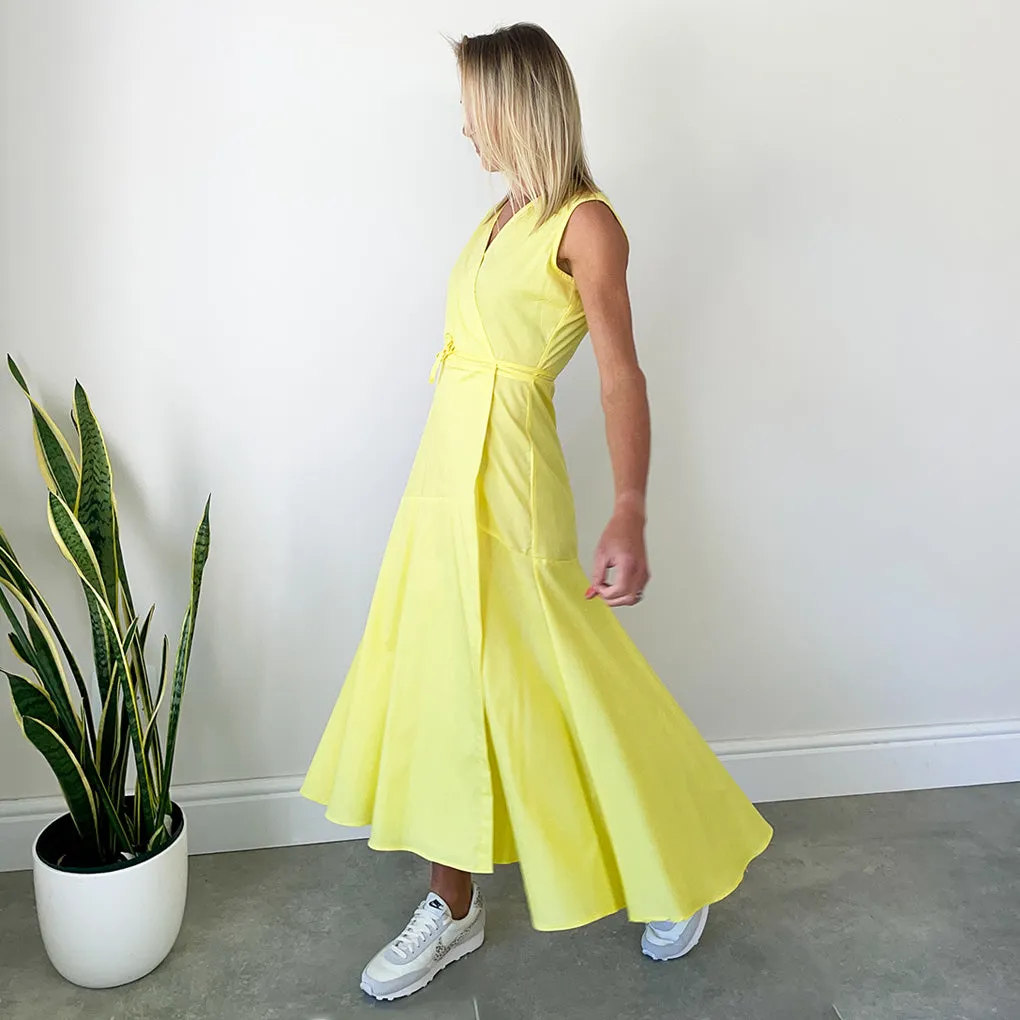 Sleeveless Wrap Dress - Yellow