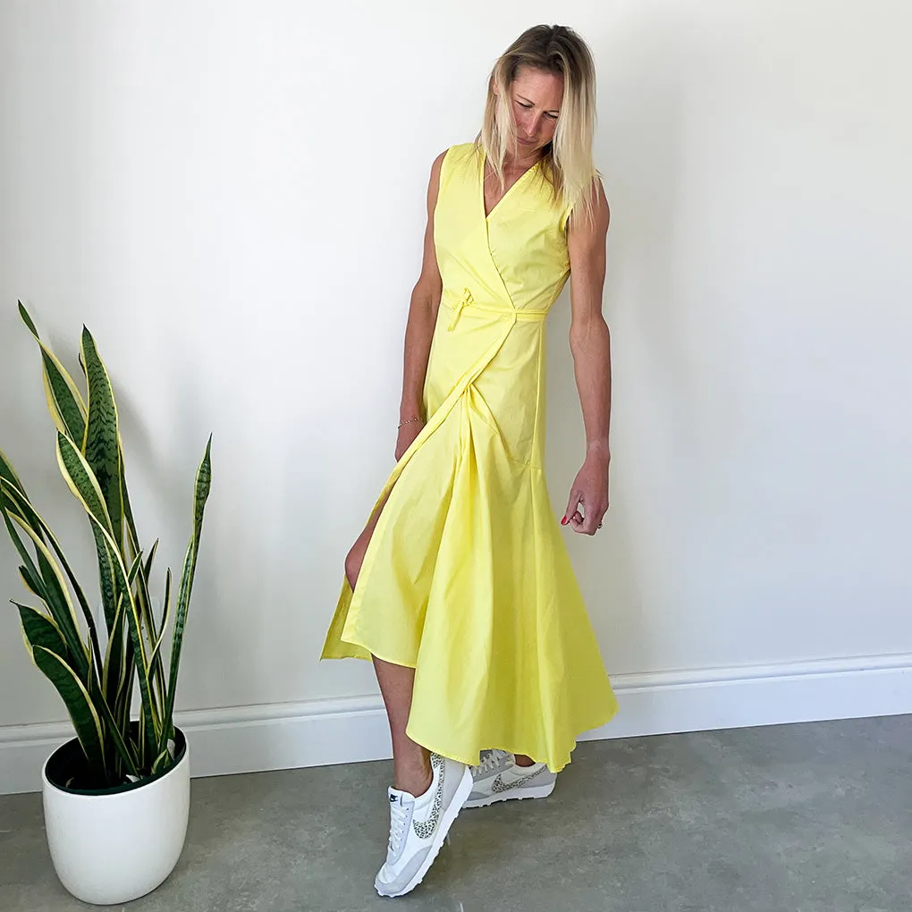 Sleeveless Wrap Dress - Yellow