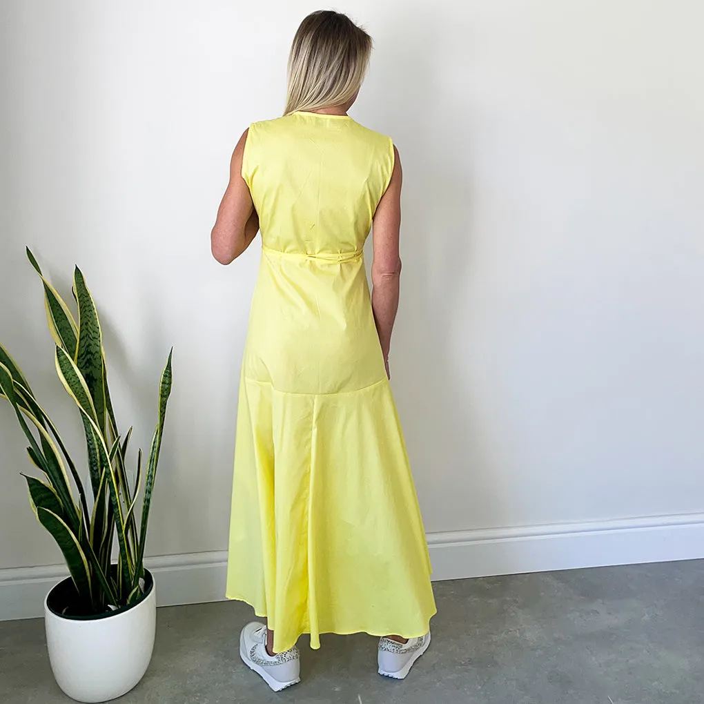 Sleeveless Wrap Dress - Yellow