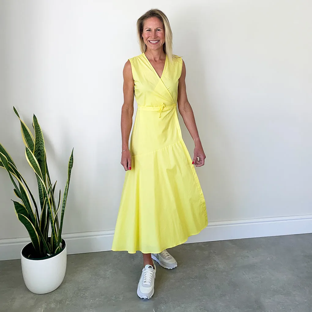 Sleeveless Wrap Dress - Yellow