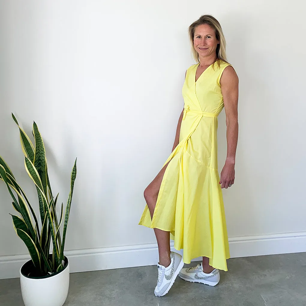 Sleeveless Wrap Dress - Yellow