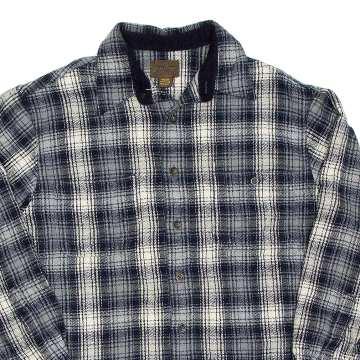 ST JOHNS BAY Mens Flannel Shirt Grey Check Long Sleeve M