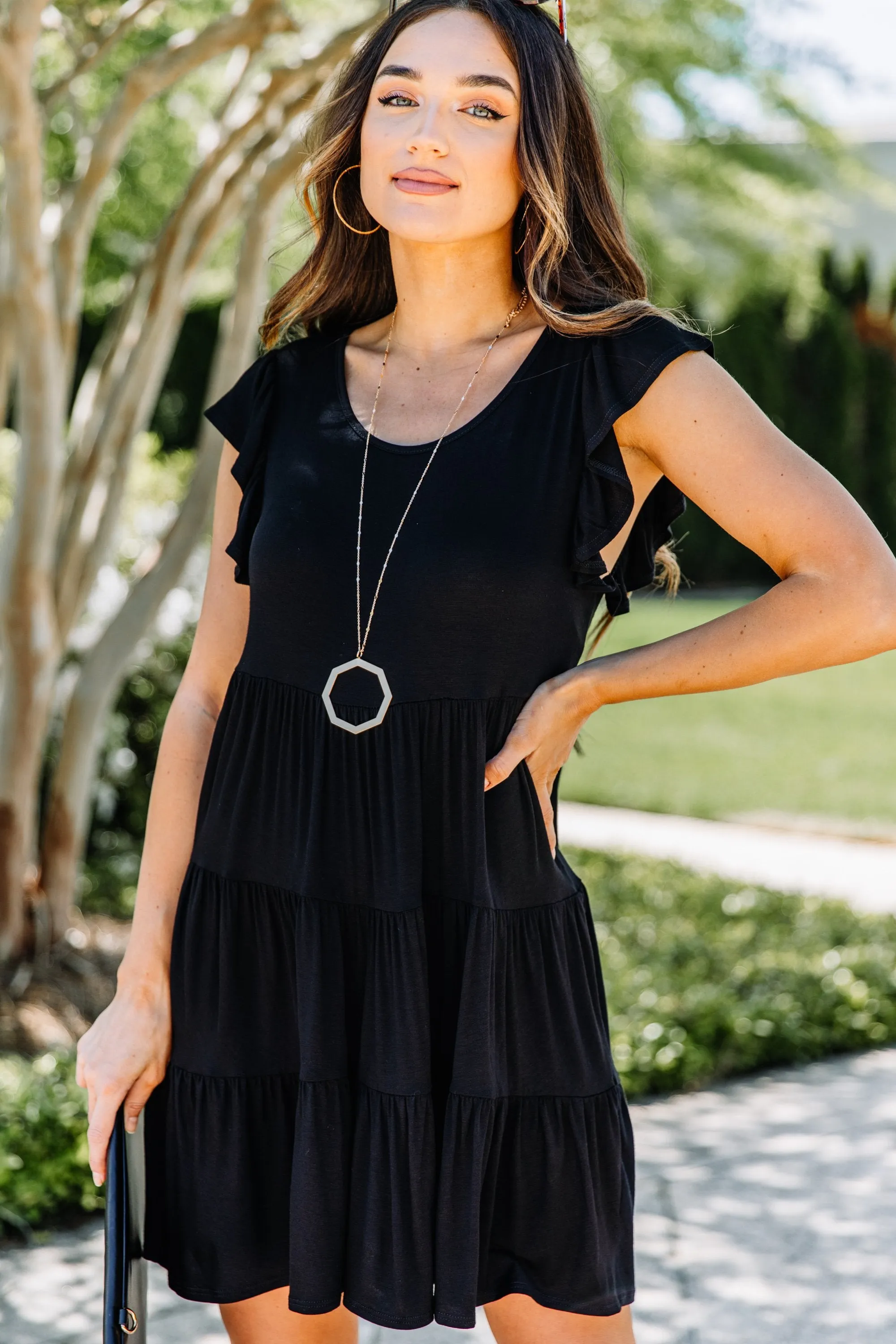 Stay With You Always Black Tiered Dress