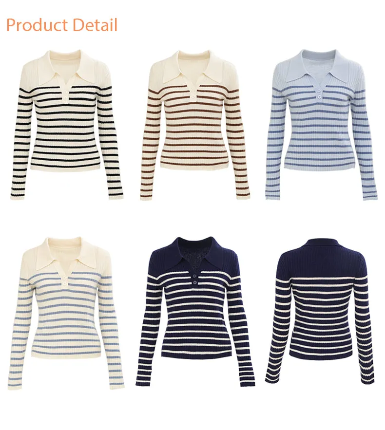 Striped collar knit