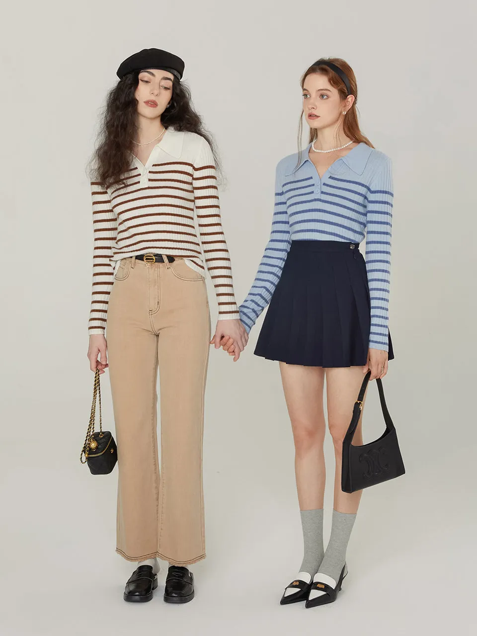 Striped collar knit