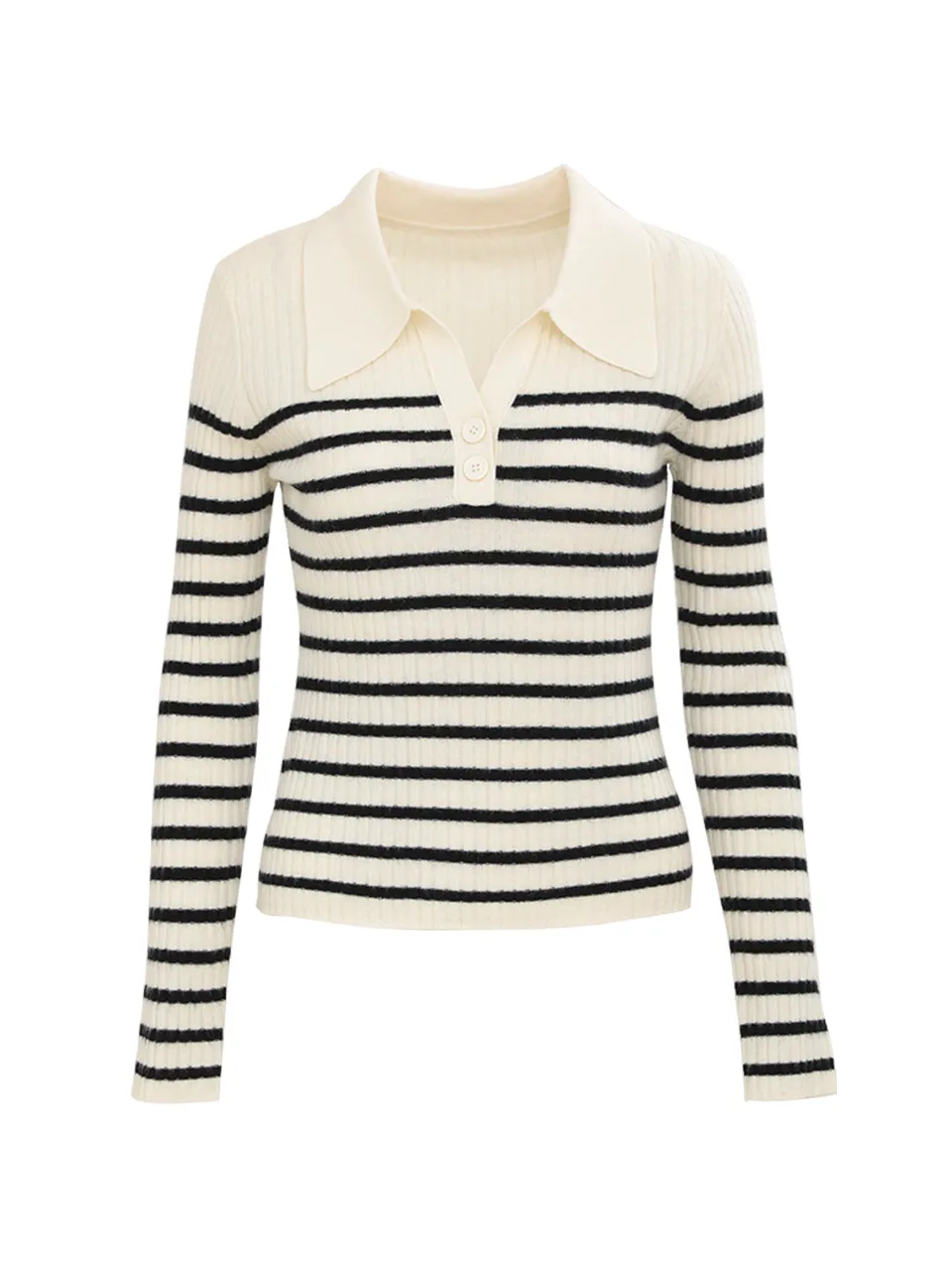 Striped collar knit