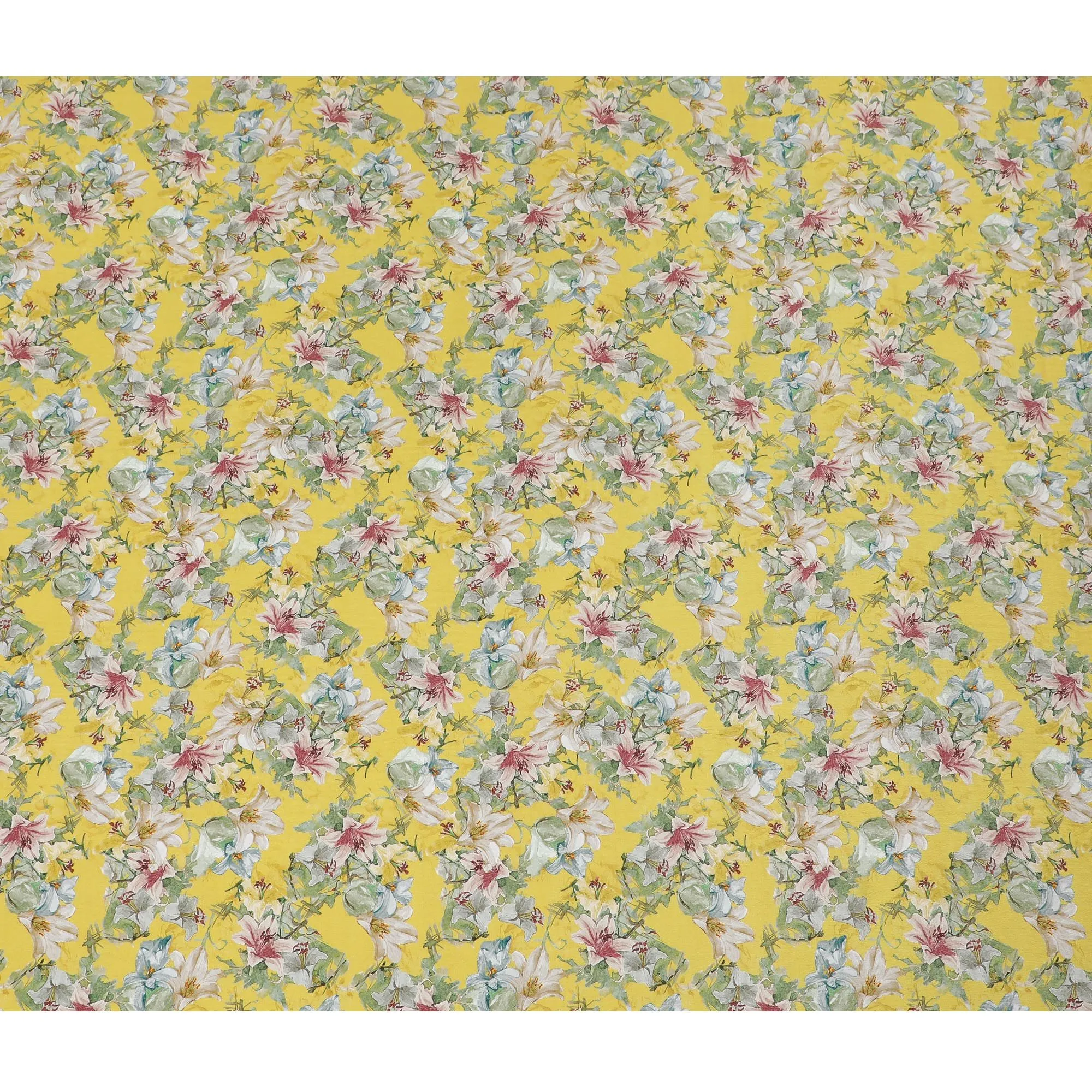 Sunny Garden Viscose Crepe Fabric - 110cm Wide - Lively Floral Design - Buy Online-D18223