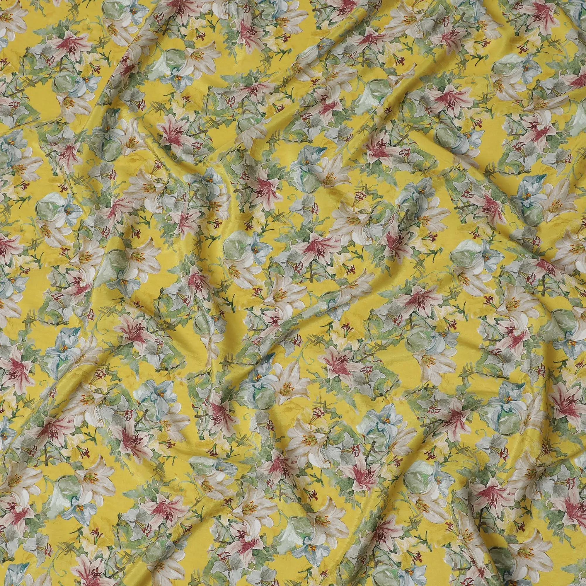 Sunny Garden Viscose Crepe Fabric - 110cm Wide - Lively Floral Design - Buy Online-D18223