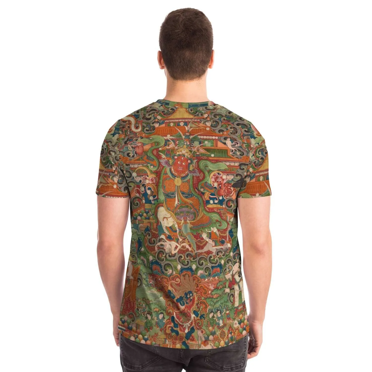 The Buddhist protector Nechung Chogyong Antique Tibetan Thangka Graphic Tee T-Shirt