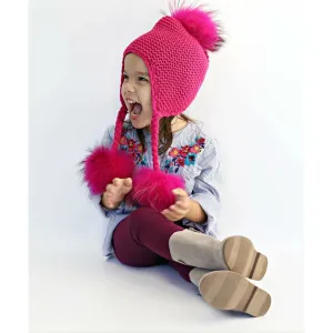 Triple Pom Braid Knit Hat