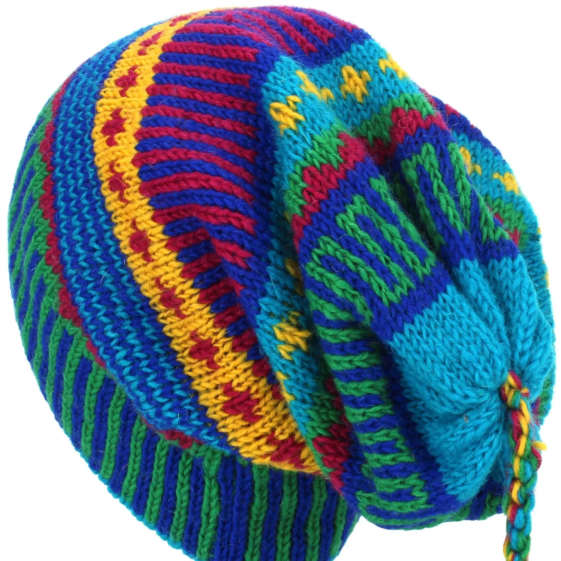 Wool Knit Tassel Beanie Hat - Carnival