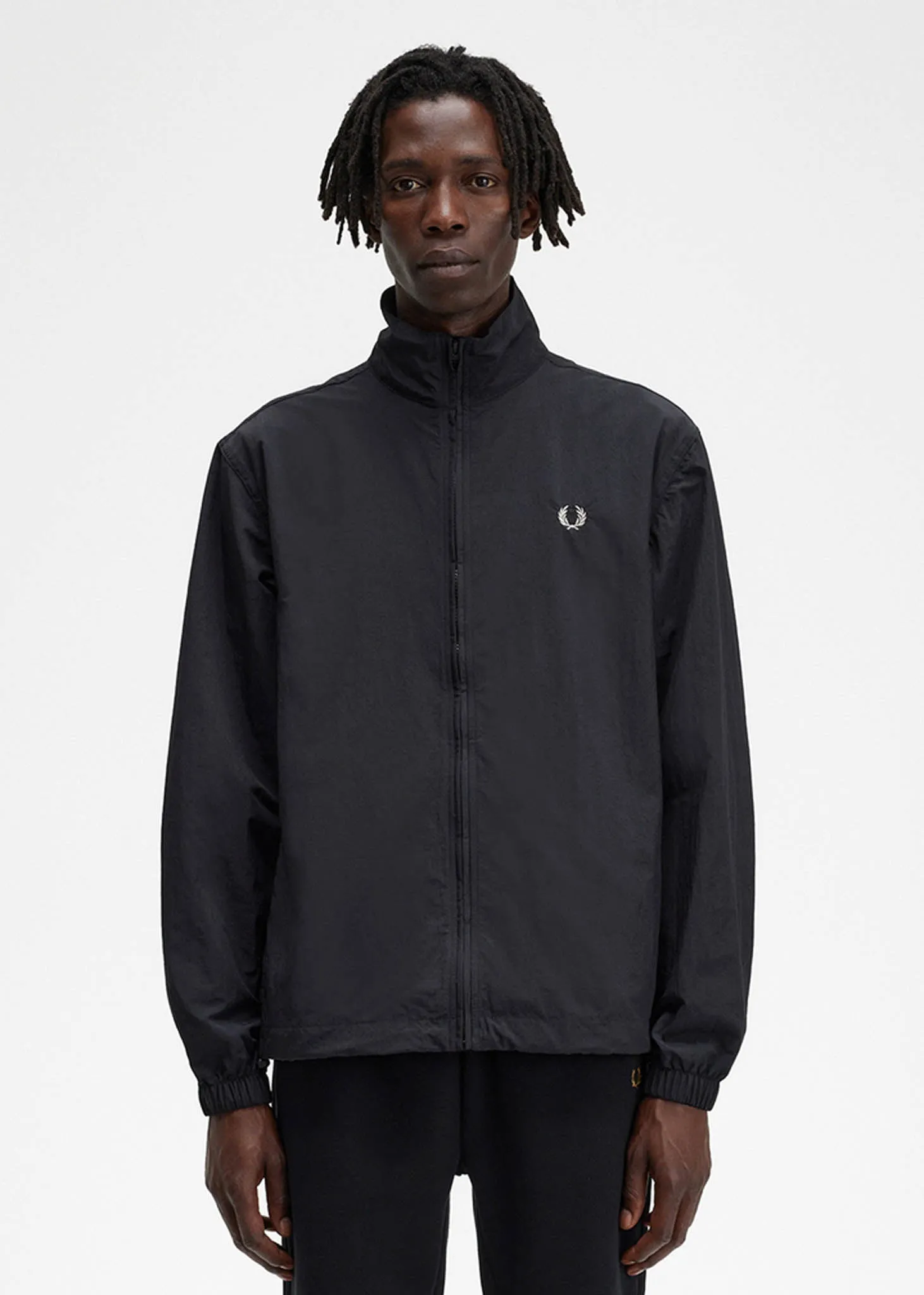 Woven track jacket - black