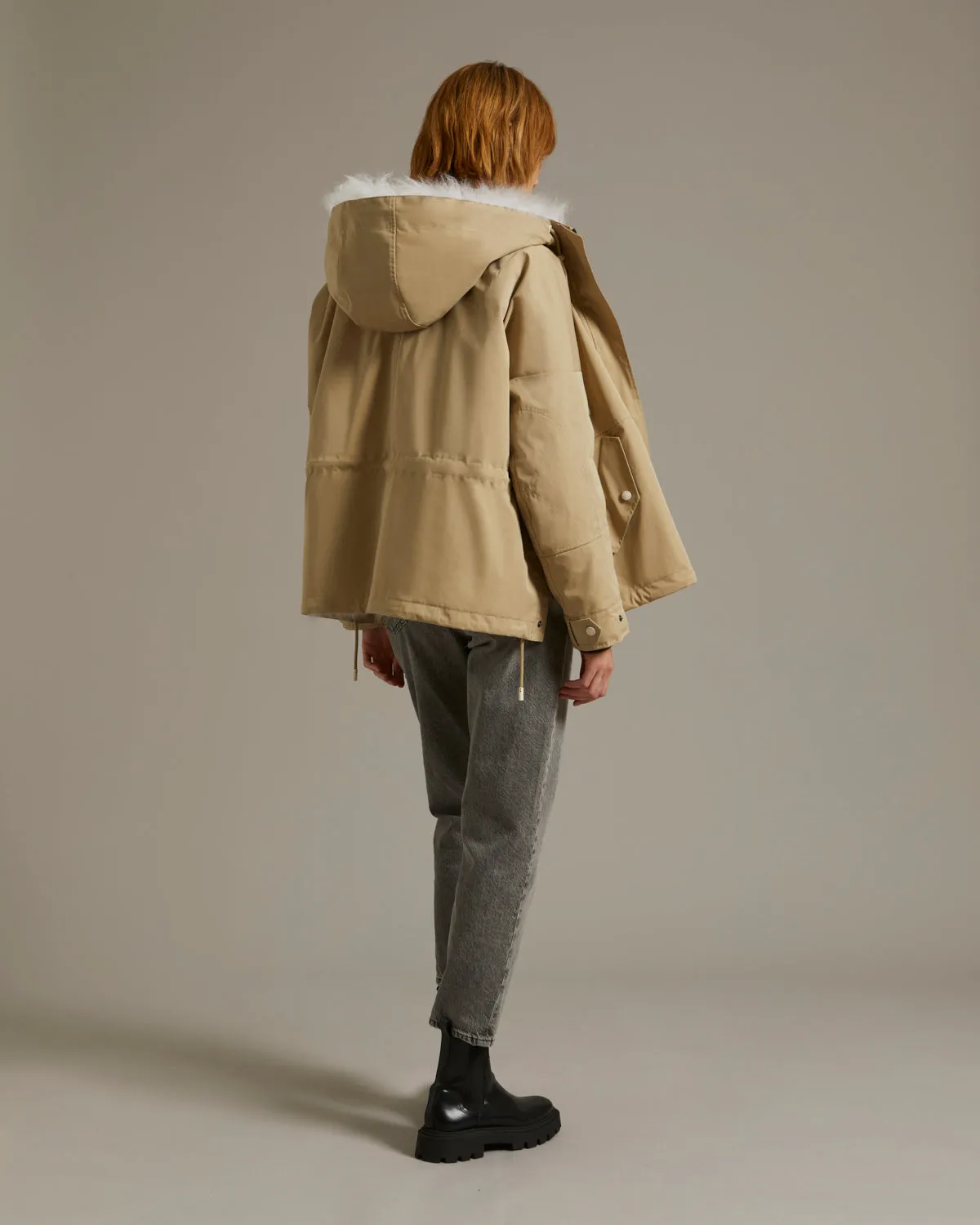 YVES SALOMON - Reversible Parka Lambswool - Sable