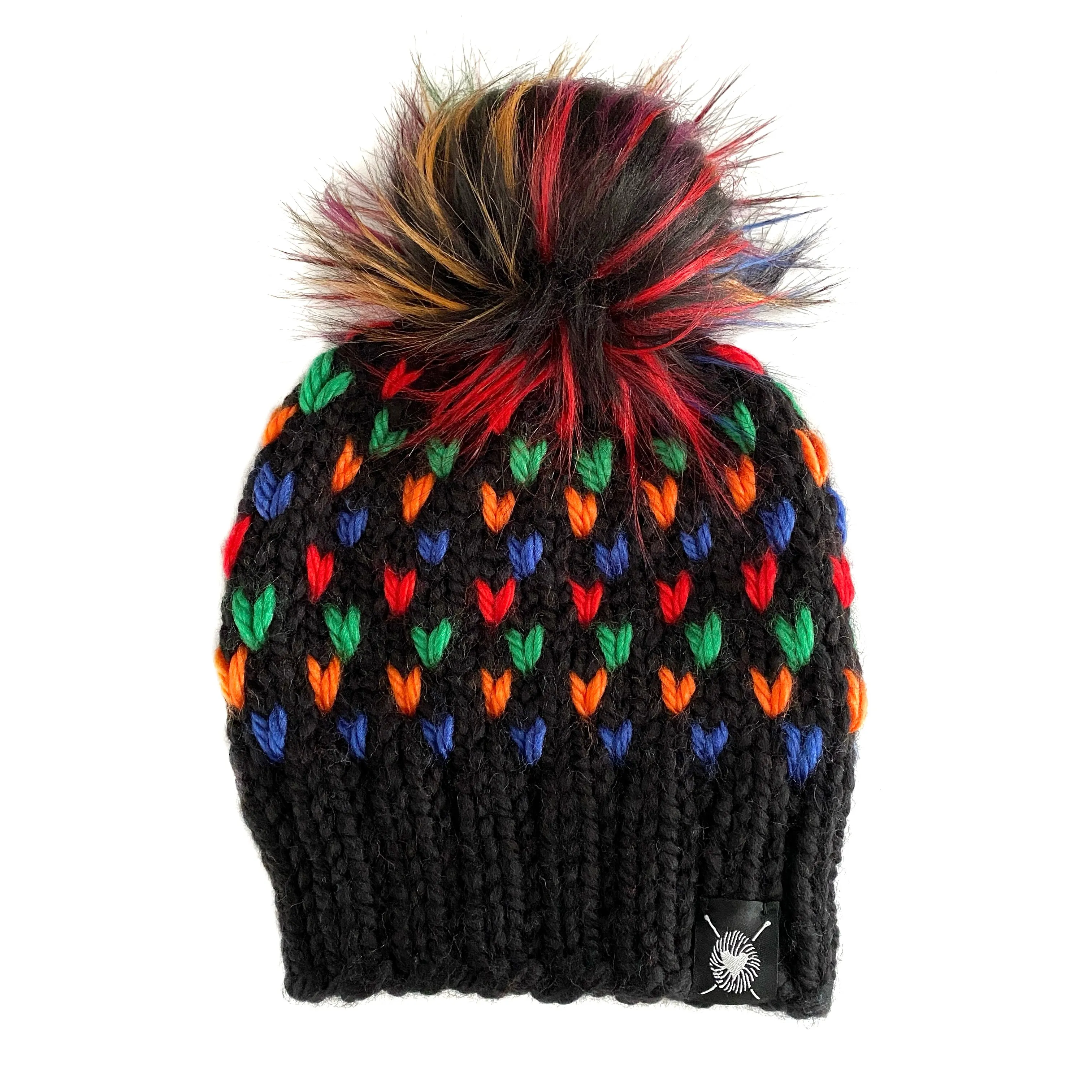 Zero Waste : Tiny Hearts Pom-Pom Beanie(wool free)